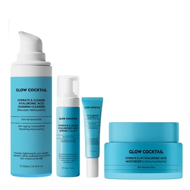 Hydrate & Lift Hyaluronzuur Moisturizer 50ml + Hydrate & Plump Hyaluronzuur Serum 30ml + Hydrate & Brighten Hyaluronzuur Oogcrème 15ml + Hydrate & Cleanse Hyaluronzuur Schuimende Reiniger 200ml