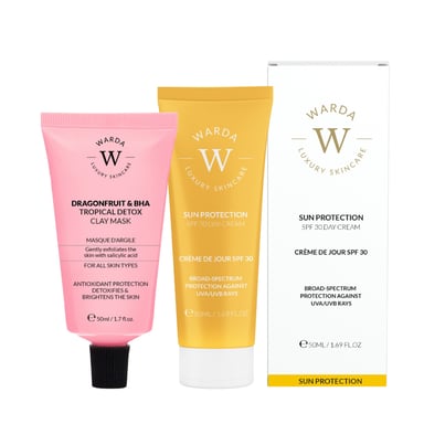 DRAGONFRUIT & BHA TROPISCHE DETOX KLEIMASKER + ZONBESCHERMING SPF 30 DAGCREME 50ml