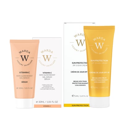 HUID GLOED BOOST VITAMINE C GEL SERUM 30ml + ZONBESCHERMING SPF 30 DAGCRÈME 50ml