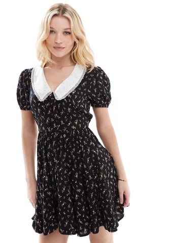 Miss Selfridge tea dress with collar in floral print