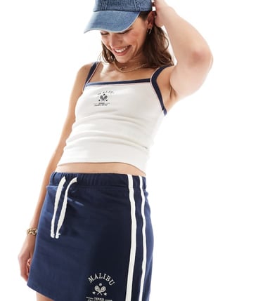 Miss Selfridge sporty mini skirt co-ord in navy