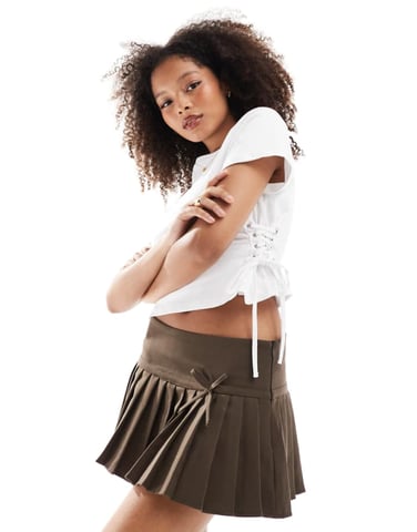 Miss Selfridge knytband kortärmad t-shirt i vit