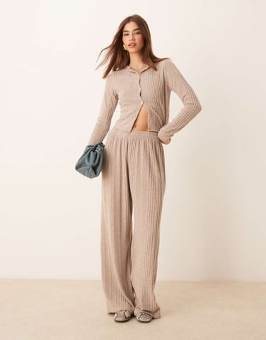 Miss Selfridge borstad chunky rib cardigan i sten