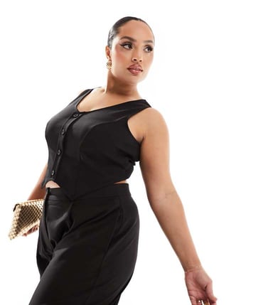 Yours waistcoat top in black