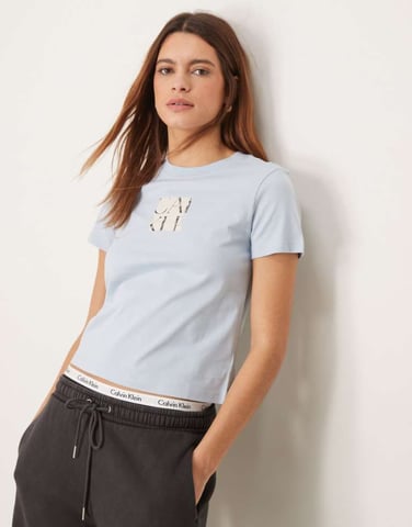 Calvin Klein Jeans box graphic t-shirt in pale blue