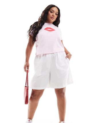 ASOS DESIGN Curve longline boxer short in white