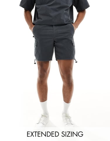 ASOS DESIGN Co-ord slim ripstop cargo shorts in washed black