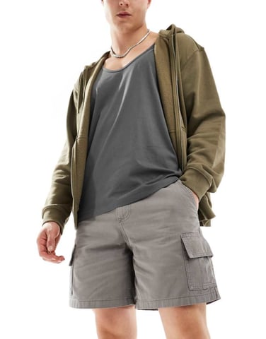 ASOS DESIGN fit cargo shorts in charcoal