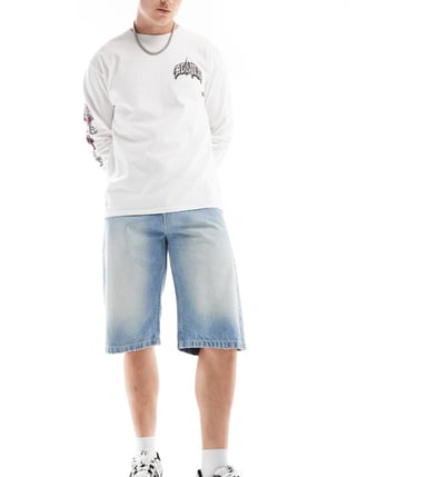 Reclaimed Vintage denim jort in bleach wash