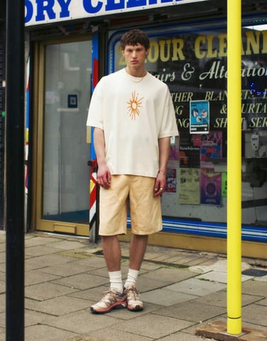 Topman carpenter shorts in yellow