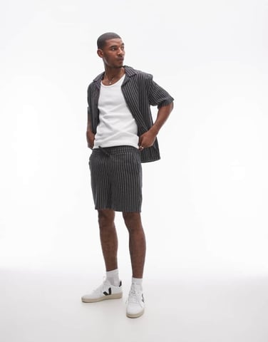 Topman co-ord stripe short in black