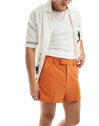 ASOS DESIGN smart cropped shorts in rust