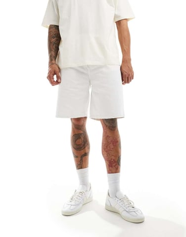 Weekday Galaxy loose fit denim shorts in white