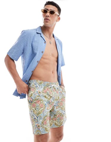 Hollister 7inch mosaic print swim shorts in multi