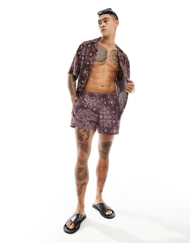ASOS DESIGN co-ord swim shorts in bandana print