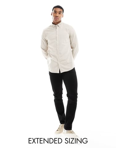ASOS DESIGN regular fit oxford shirt in stone