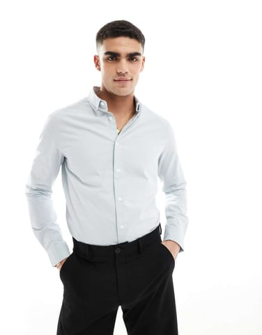 ASOS DESIGN regular seersucker shirt in sage green