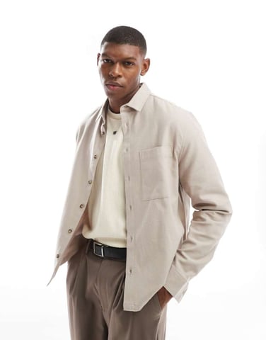 ASOS DESIGN oversized boxy brushed oxford shirt in light brown