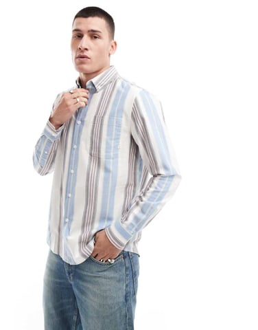 Farah large stripe long sleeve shirt in multi