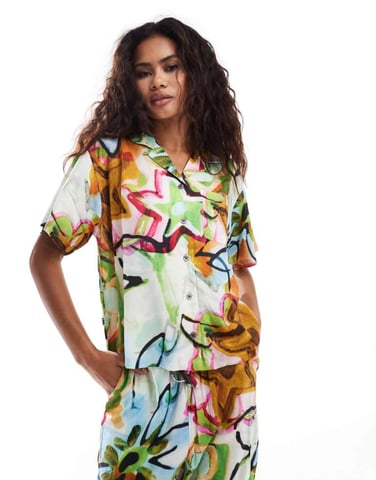Obey co-ord print shirt in mutli