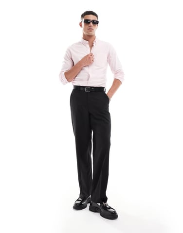 ASOS DESIGN slim fit oxford wedding shirt in light pink