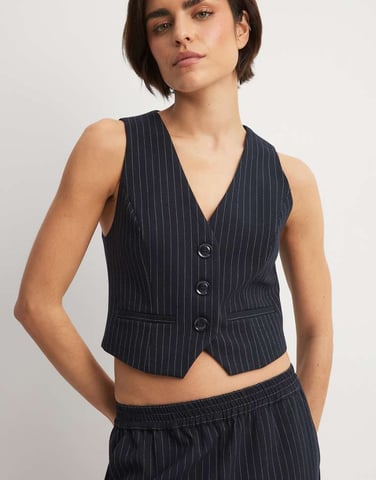 NA-KD waistcoat in navy stripe