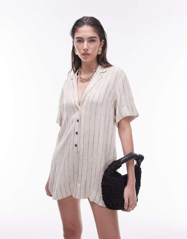 Topshop knäppning rompers i naturlig rand