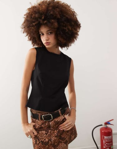 Weekday tailored top with button up back in black