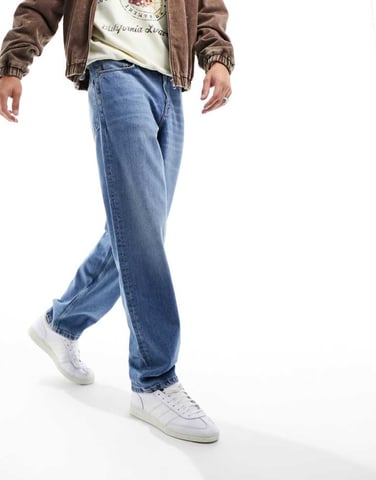 ASOS DESIGN baggy jeans in authentic vintage wash in mid wash blue