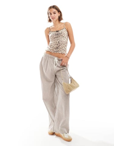 ASOS DESIGN leopard cami top with cowgirl graphic in natural