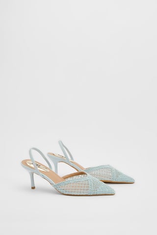 Gracie Mesh Woven 2 Part Slingback Medium Stiletto Heel Court Shoes