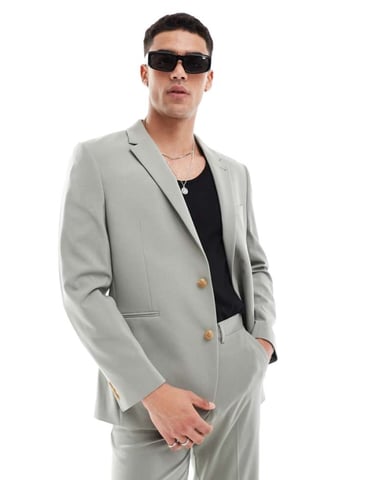 ASOS DESIGN regular suit jacket in sage green