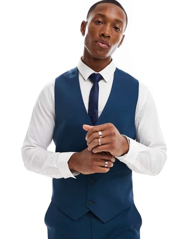 ASOS DESIGN skinny suit waistcoat in blue