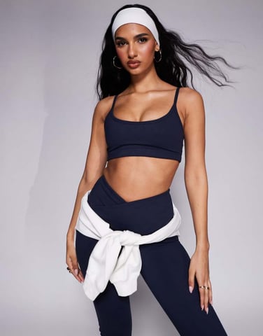 4505 Icon soft touch light support sports bra with adjustable straps in midnight navy