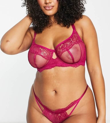 Dorina Curve Desiree lace non padded bra in fuchsia pink