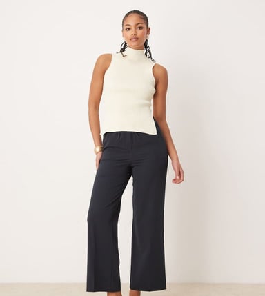 ASOS DESIGN Tall tailored pull on trousers in navy