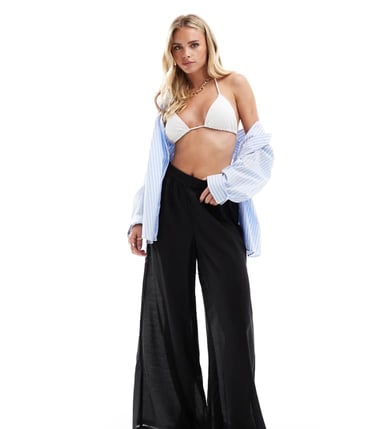 Vero Moda Petite beach trouser black