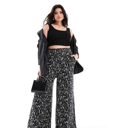 Yours wide leg trousers in mono leopard print