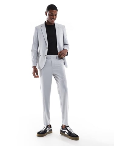 ASOS DESIGN tapered suit trousers in grey