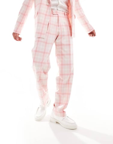 Viggo eriksen checked oversized suit trousers in light pink