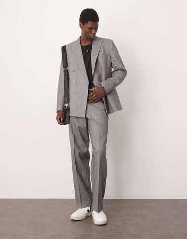 ASOS DESIGN heavy weight wide leg suit trousers in grey