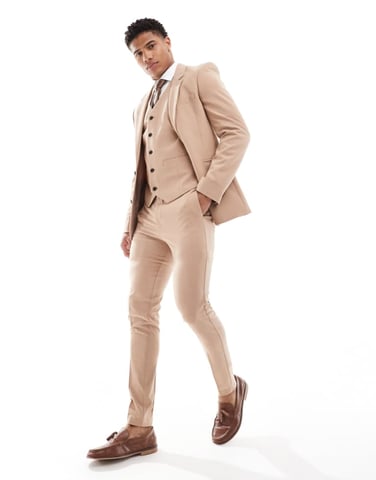 ASOS DESIGN super skinny suit trousers in dark stone