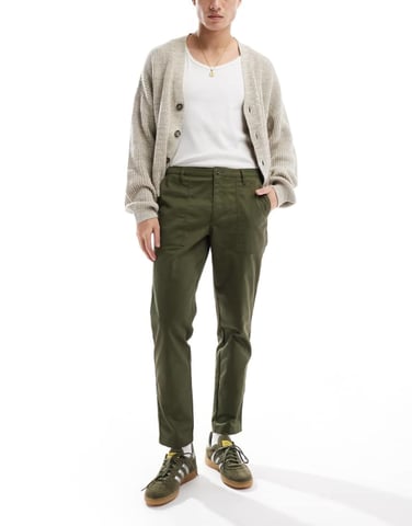 ASOS DESIGN tapered trousers in green