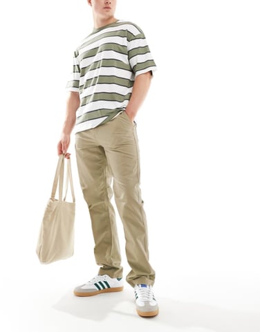 ASOS DESIGN straight fit ripstop trousers in sage green