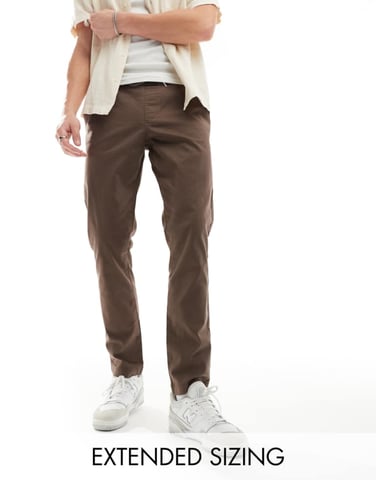 ASOS DESIGN slim pull on trouser in brown