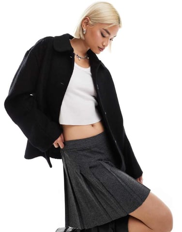 Monki wool blend coat in black