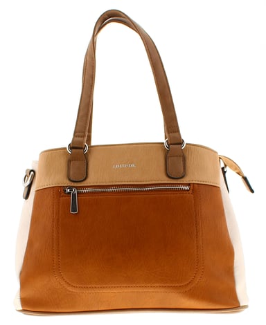 Womens Slouch Fashion Bag Multi Compartments Loyalty Zip tan