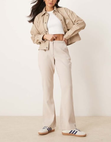 Abercrombie & Fitch curvy low rise bootcut trousers in grey