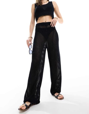 JJXX co-ord crochet trousers in black