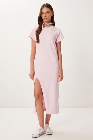 Slim Fit Midi Dress with Side Slit